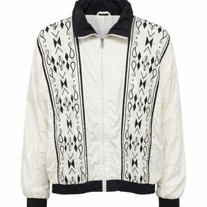 Vintage Casual Isle 90s Windbreaker Jacket White Black Geometric Tribal Large